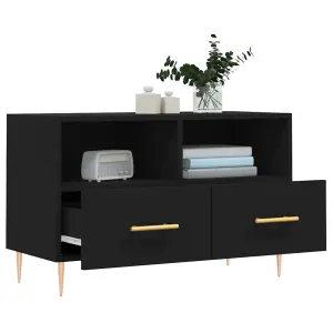 Berkfield TV Cabinet Black 80x36x50 cm Engineered Wood