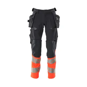 Mascot Accelerate Safe Trousers with Holster Pockets - Dark Navy/Hi-Vis Red  (50.5) (Leg Length - Regular)