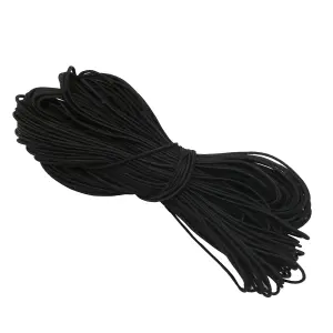 1mm Elastic Cord, Thread Beading String Round Cord Stretchy Elastic, Black - 25 Metres