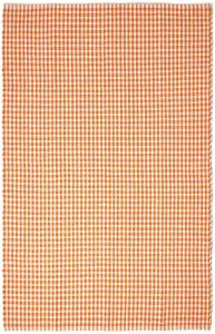 Homescapes Cotton Gingham Check Rug Hand Woven Orange White, 60 x 90 cm