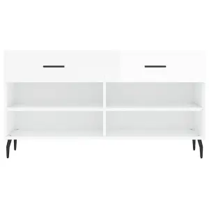 Berkfield Shoe Bench High Gloss White 102x35x55 cm Engineered Wood