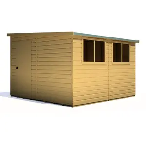 Shire Norfolk Workshop Pent Shed 10x10 Double Door 19mm Loglap Style A