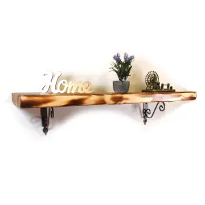 Wooden Shelf with Bracket WOZ 190x140mm Silver 225mm Burnt Length of 40cm