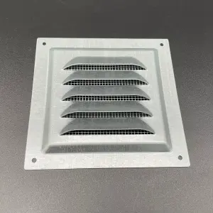 AirTech-UK Flat Metal Fixed Grille 200x200mm with FlyScreen - External/Internal Mounting for Ventilation & Air Conditioning