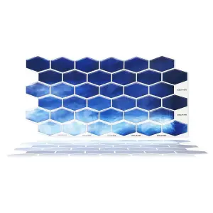 Walplus Shimmering Blue Honeycomb Hexa Tile Stickers 2D Multipack 48Pcs