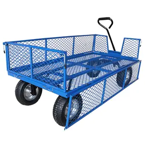 Workhorse Heavy Duty Industrial Platform Truck With Mesh Sides & Base, 500kg Max Capacity, Pneumatic Wheels & Foam Loop Handle