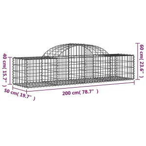 Berkfield Arched Gabion Baskets 18 pcs 200x50x40/60 cm Galvanised Iron