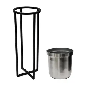 Calla Planter & Stand Black/Pewter H78CM D29CM