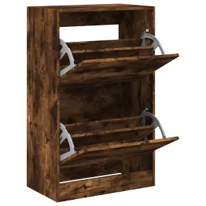 Shoe Cabinet Smoked Oak 60x34x96.5 cm Engineered Wood