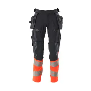 Mascot Accelerate Safe Trousers with Holster Pockets - Dark Navy/Hi-Vis Red  (34.5) (Leg Length - Regular)