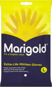 Marigold Kitchen Gloves Extra Life For A Brighter Clean (Large) Pack of 3