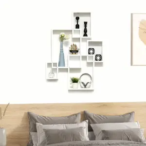 HOMCOM Floating Shelves, Interlocking Cube Shelves for Decoration, White