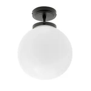 Litecraft Preston Black Globe Bathroom Ceiling Light