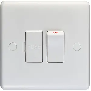 13A DP Switched Fuse Spur & Flex Outlet WHITE PLASTIC Mains Appliance Isolation