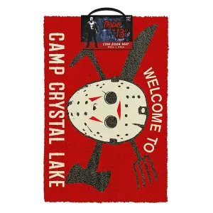 Friday The 13th Camp Crystal Coir Door Mat Red/Cream/Black (One Size)