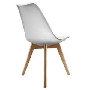 Soho White Plastic Dining Chair with Squared Light Wood Legs