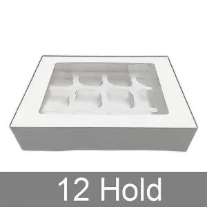 12 Count - 3" Deep White Cupcake Box