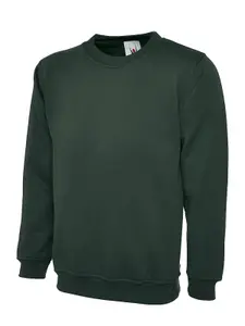 Uneek - Unisex Premium Sweatshirt/Jumper - 50% Polyester 50% Cotton - Bottle Green - Size XS