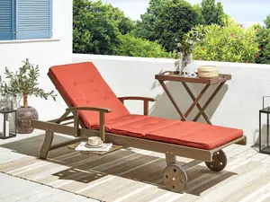 Sun Lounger with Cushion Wood Red AMANTEA