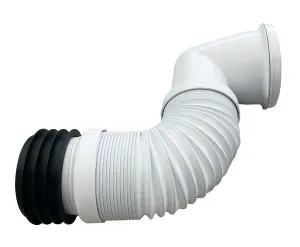 90 Degree White Flexible Pipe Waste Pipe Connector 4" (400mm-730mm), Durable Adjustable Flexible Pipe Pan Connector. FREE DELIVERY