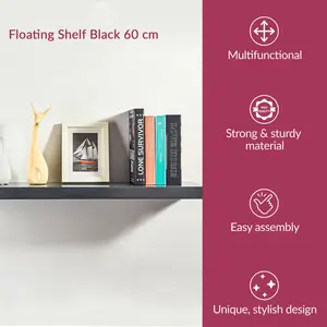 Balwinder Floating Shelf Black / 3.8cm H x 60cm W x 23.5cm D