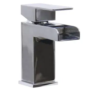 Rinse Bathrooms Modern Bathroom Waterfall Mono Basin Mixer Tap Chrome