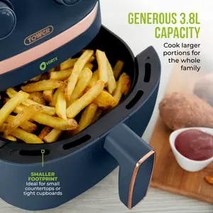 Tower Vortx Air Fryer with Manual Controls, 1500W, 3.8L Midnight Blue