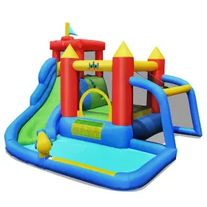 Costway 7-In-1 Inflatable Water Slide Jumping Bouncy Castle House Splash Pool Climbing