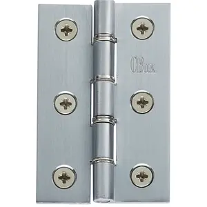 PAIR Double Steel Washered Butt Hinge - 76 x 50mm Satin Chrome Door Fixing