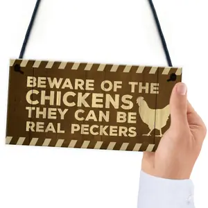 Beware Of The Chickens Sign Funny Chicken Coop Sign Home Plaque Family Gift