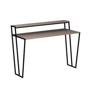 FWStyle Home Office Modern Student Study Desk Mocha Grey Black Metal Frame