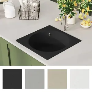 Berkfield Kitchen Sink with Overflow Hole Black Granite