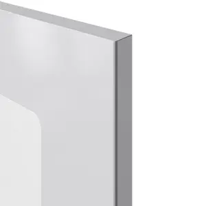 GoodHome Stevia Gloss grey Slab Glazed Tall glazed Cabinet door (W)500mm (H)895mm (T)18mm