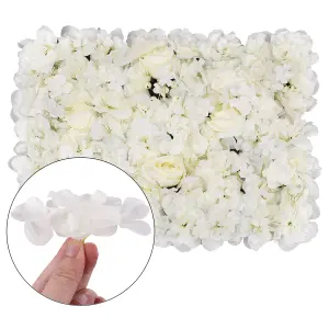 Artificial Flower Wall Backdrop Panel, 60cm x 40cm, White with Berries