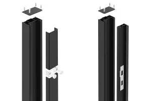 80x50x2400mm Black Pedestrian Wall Mounted Hinge Gate Post