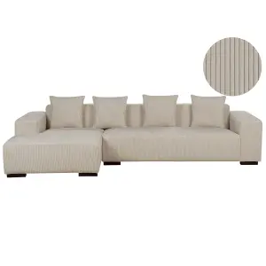 Corner Sofa LUNGO Beige Corduroy Right Hand