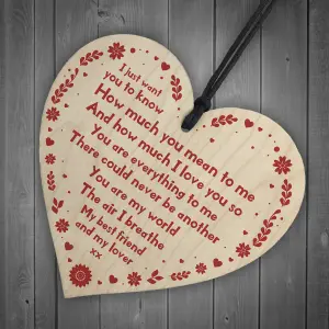 Red Ocean Novelty Valentines Gift For Boyfriend Girlfriend Handmade Wooden Heart Valentines Day Keepsake