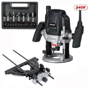 Trend T7EK 1/2in 2100W Variable Speed Router Plunge Cut 240V +6 Piece Cutter Set