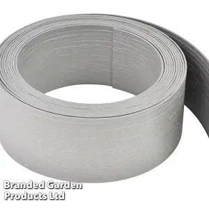 Flexible and Durable Plastic Garden Border Edging 10m Rolls, 12.5cm Tall, Easy Installation, Woodgrain Texture (Grey)