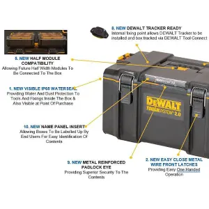 2x Dewalt Tough System 2.0 DWST83342-1 DS400 Stackable Organiser Toolbox Case