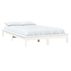 Berkfield Bed Frame White 140x190 cm Solid Wood Pine