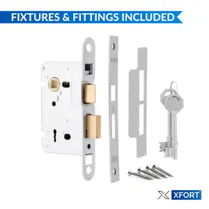 XFORT 3 Lever Satin Chrome Mortice Sashlock 65mm