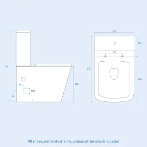 Nes Home 600mm Freestanding Basin Vanity, Rimless Square Closed Coupled Toilet