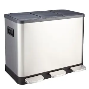 Kitchen Bin Recycling 3 Compartments 24 Litre Rubbish Pedal Bin