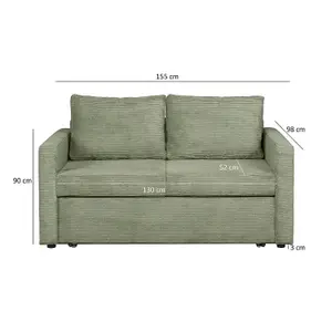 Sofi Two Seater Sofa Bed with Storage - Green