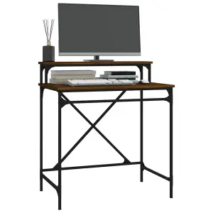 Berkfield Desk Brown Oak 80x50x90 cm Engineered Wood and Iron