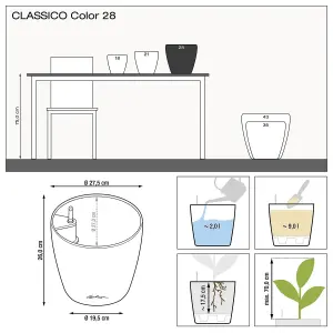 LECHUZA CLASSICO Color (Dia) 28cm Sand Brown Plastic Self-watering Planter with Substrate and Water Level Indicator D28 H26 cm