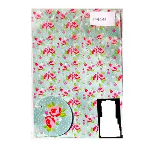 Paper Floral Gift Wrap And Card Set Green/Pink (One Size)