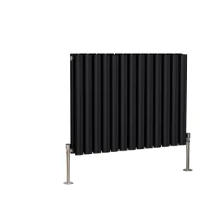 Right Radiators 600x767mm Horizontal Double Oval Column Designer Radiator Black