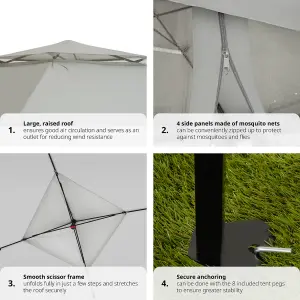 Gazebo Carabobo - 4 side panels, water & UV-resistant, 3.64 x 3.64 x 2.94 m - grey